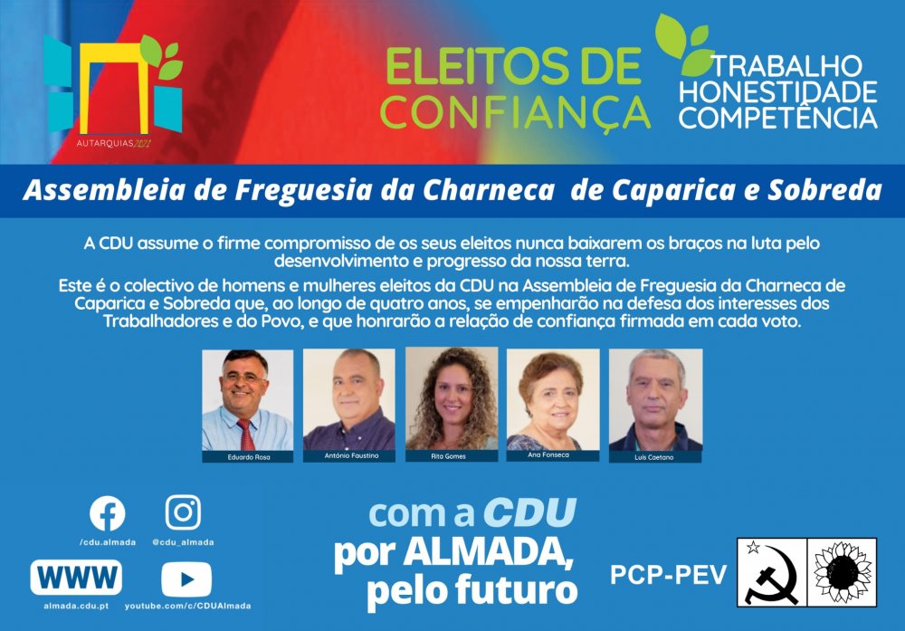 Assembleia de Freguesia de Charneca de Caparica e Sobreda - Eleitos de Confiança