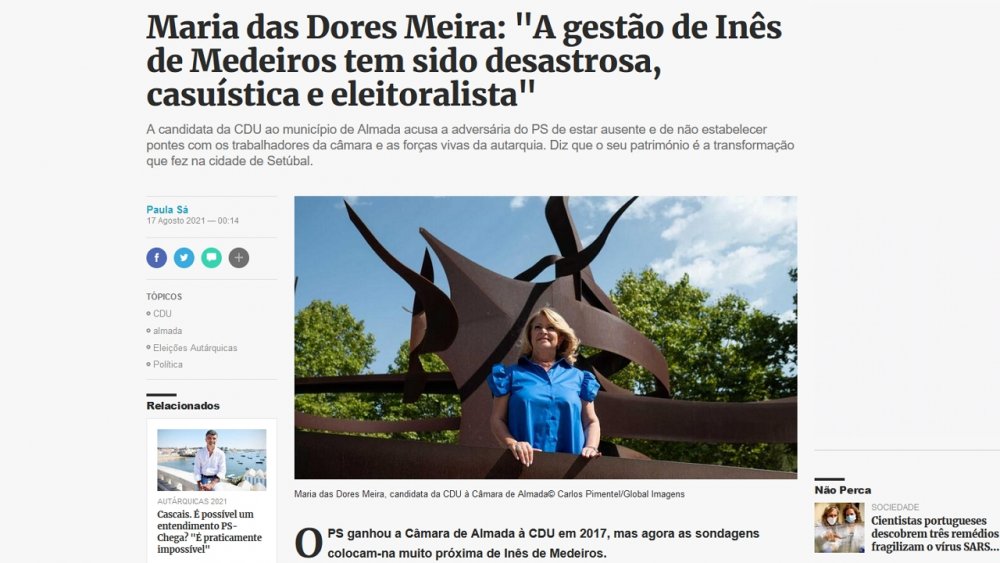 Entrevista da Candidata da CDU ao jornal DN